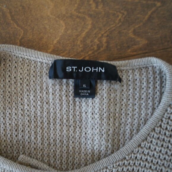 Long‎ St. John 100% Wool Sweater with Hidden Full zip SZ XL Quiet Luxury - Picture 3 of 6